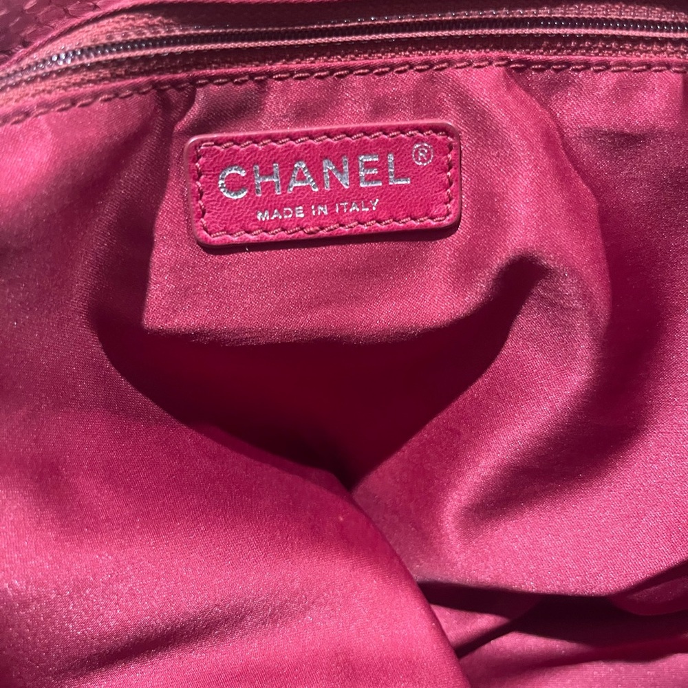 Chanel Python Leather Shoulder Bag Fuscia Silver … - image 8